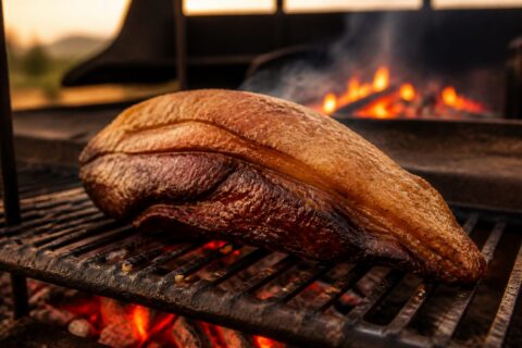 Picanha na brasa na churrasqueira